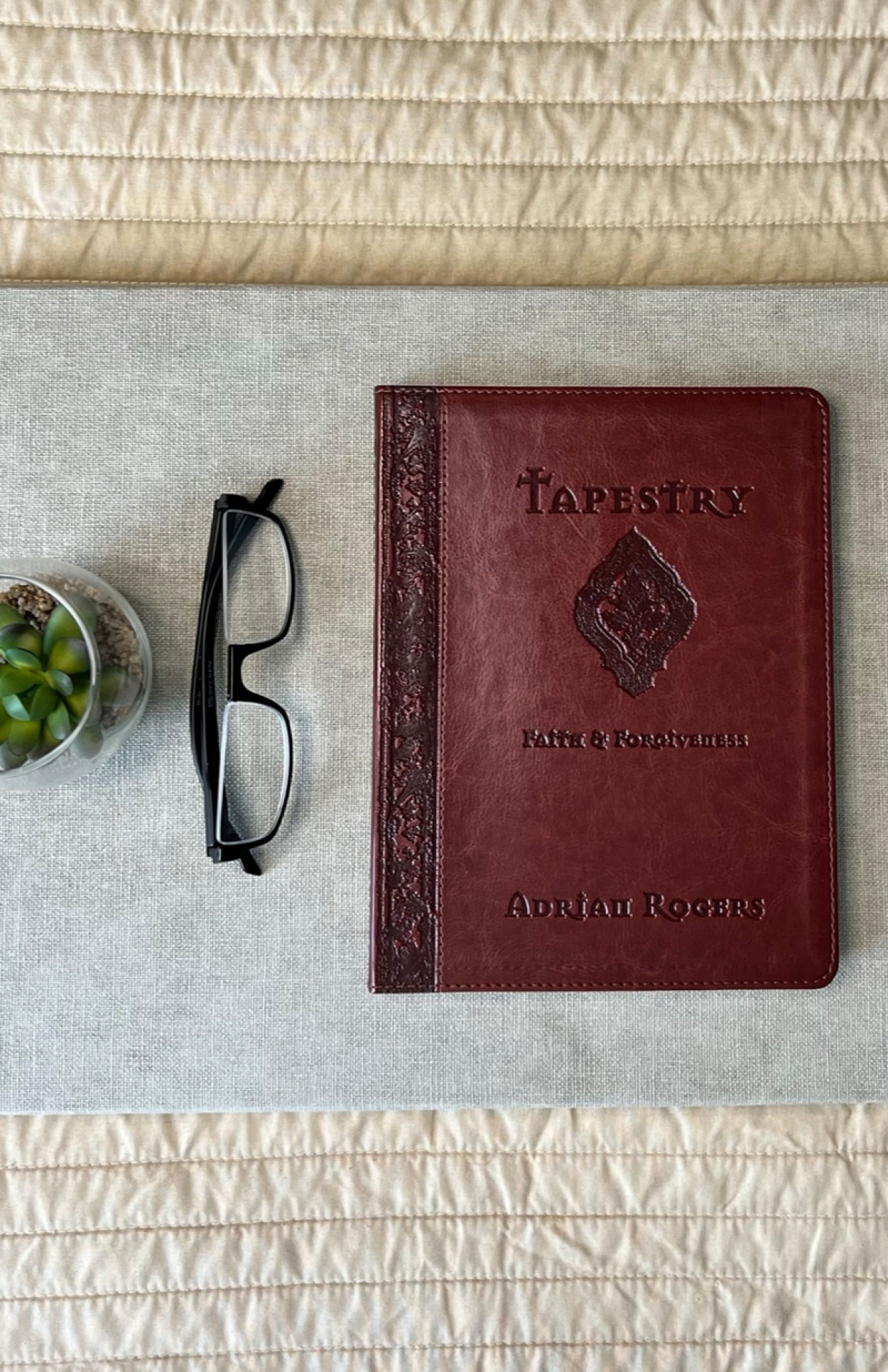 B124 tapestry faith and forgiveness journal FLAT LAY